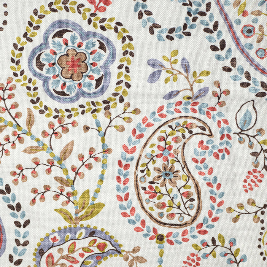 Paisley Dance fabric in blue red and green